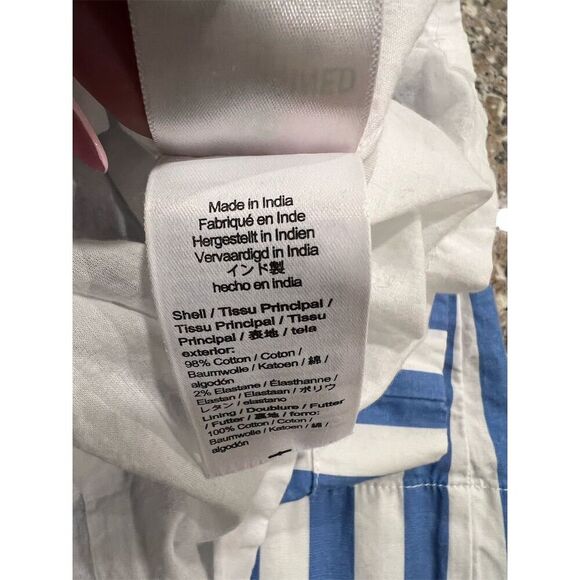 J. Crew  Factory Women's Size 14 Blue Striped Mini Shift Dress Sleeveless Casual - Picture 4 of 8